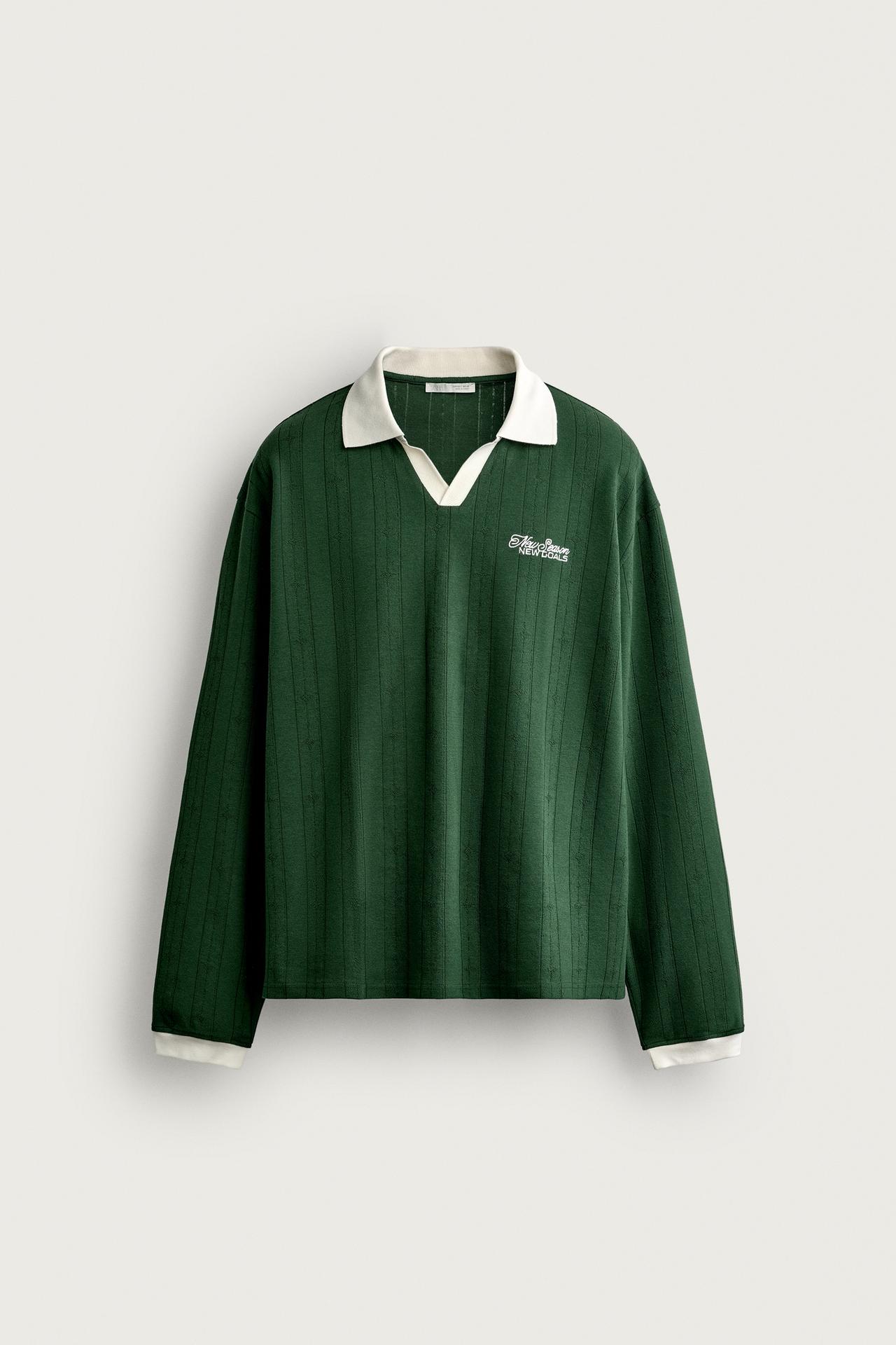 EMBROIDERED TEXT JACQUARD POLO — Green