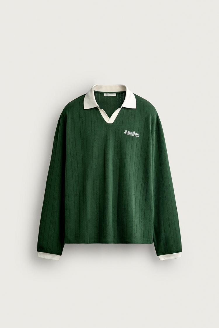 EMBROIDERED TEXT JACQUARD POLO SHIRT