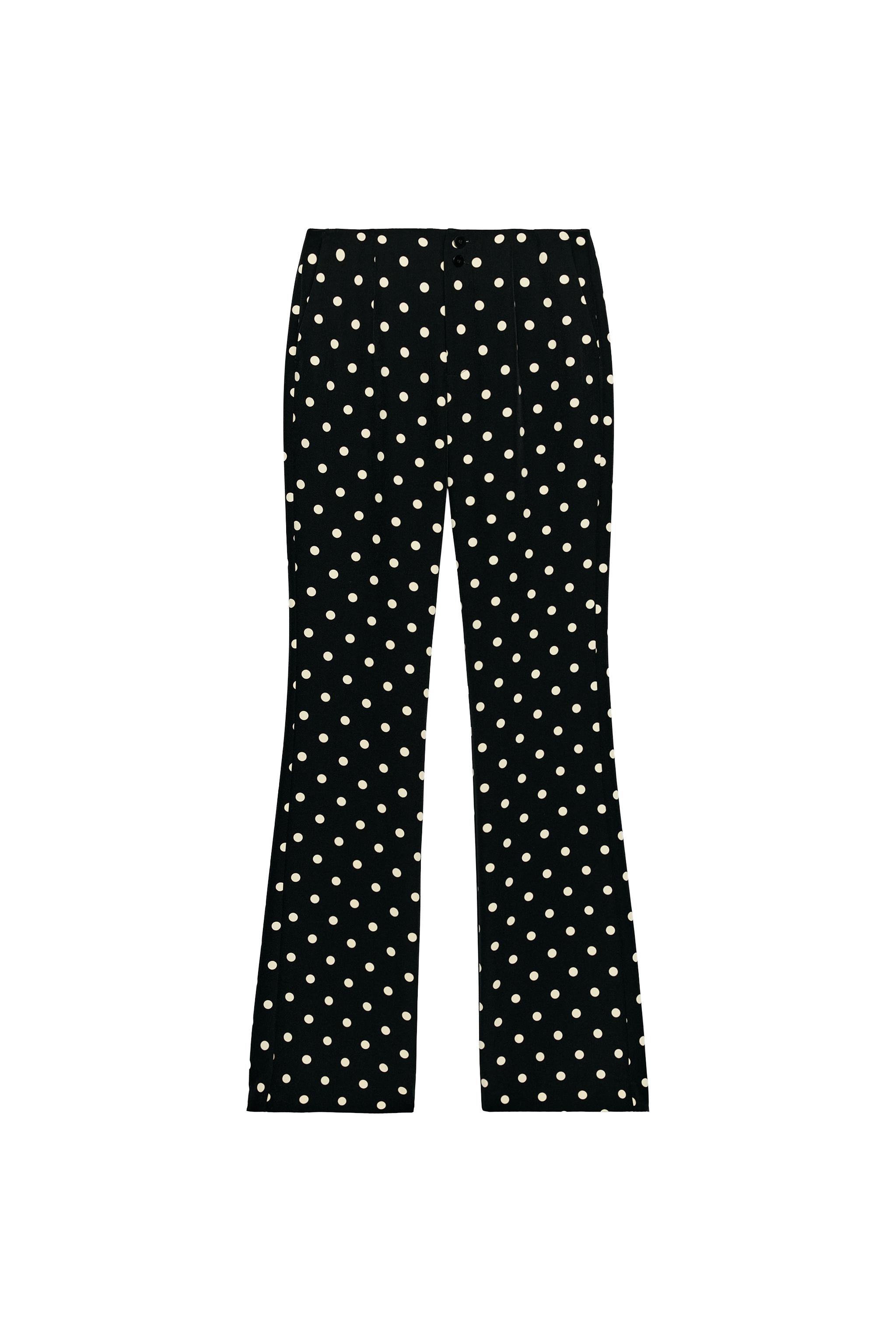 ドットプリントフレアパンツ - ブラック/エクリュ | ZARA Japan / 日本