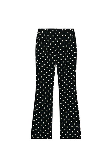 FLARED POLKA DOT TROUSERS - Black / Ecru by Zara