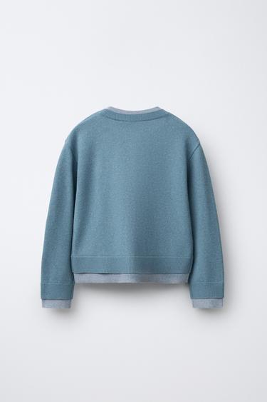 GILET EN MAILLE FINITIONS DOUBLE ÉPAISSEUR - Bleu clair de Zara - Image 1