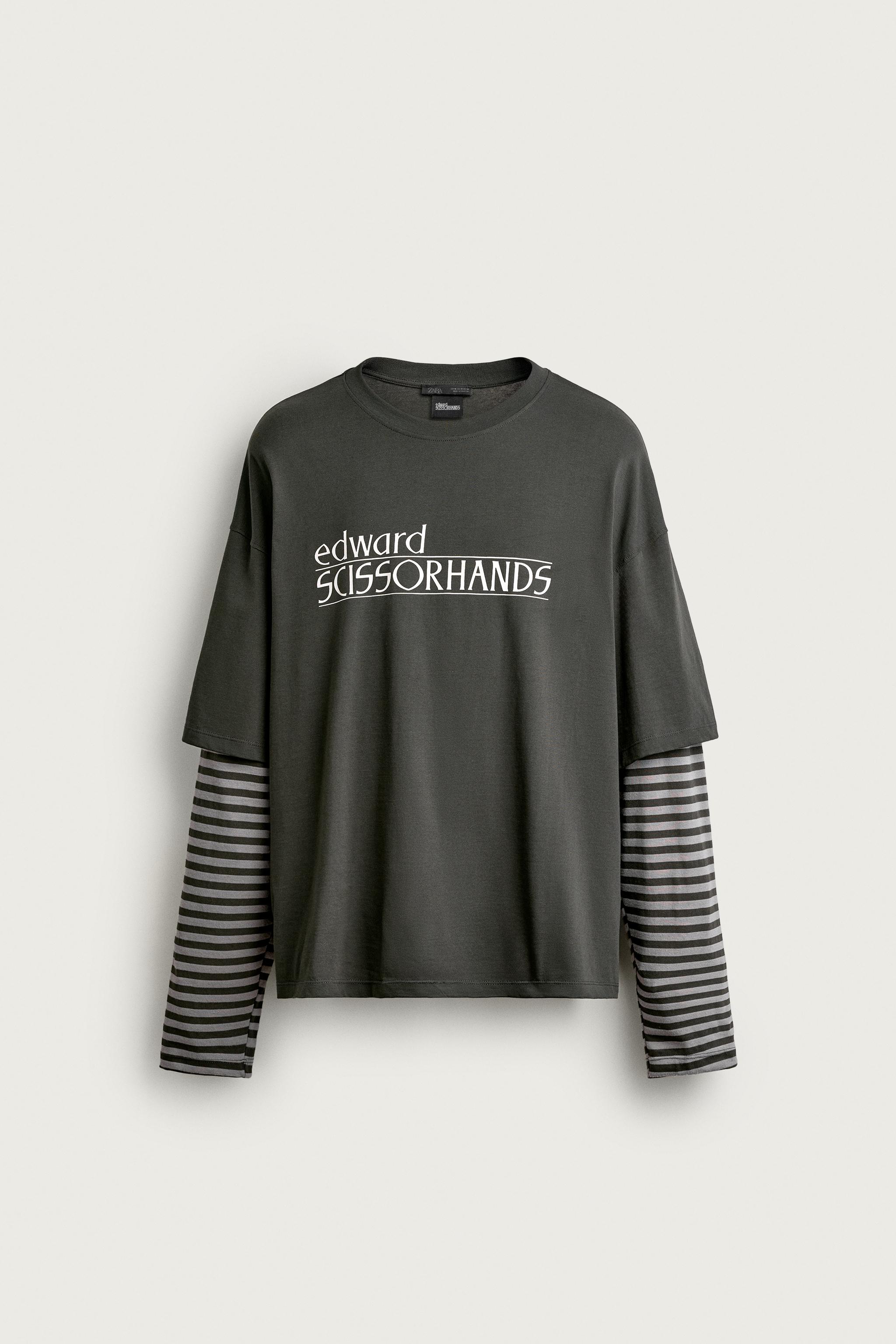 EDWARD SCISSORHANDS STRIPED SLEEVE T-SHIRT