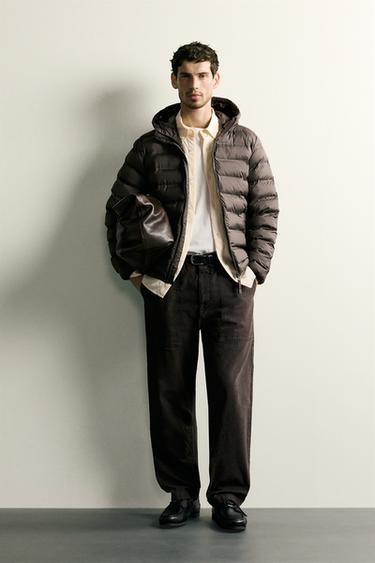 Zara LIGHTWEIGHT WATER REPELLENT PUFFER JACKET - Mink brown