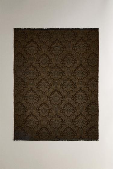 FLORAL JACQUARD THROW - Brown by Zara - Image 1