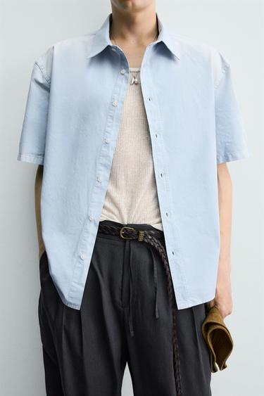 RELAXED FIT SPRAY WASH SHIRT - Light blue by Zara - Image 6