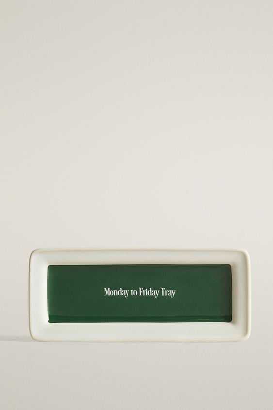 DECORATIVE CERAMIC TRAY - Green by Zara - Image 0
