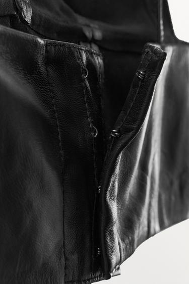 LEATHER TRIANGLE TOP - Black by Zara - Image 6