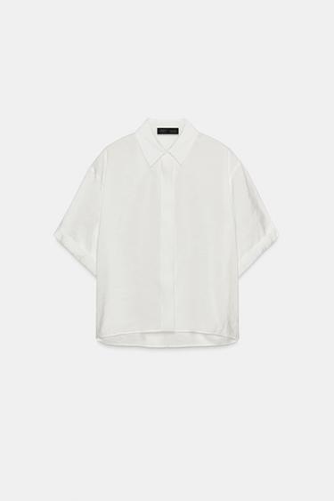 CAMISA FLUIDA MANGA CORTA - Blanco de Zara