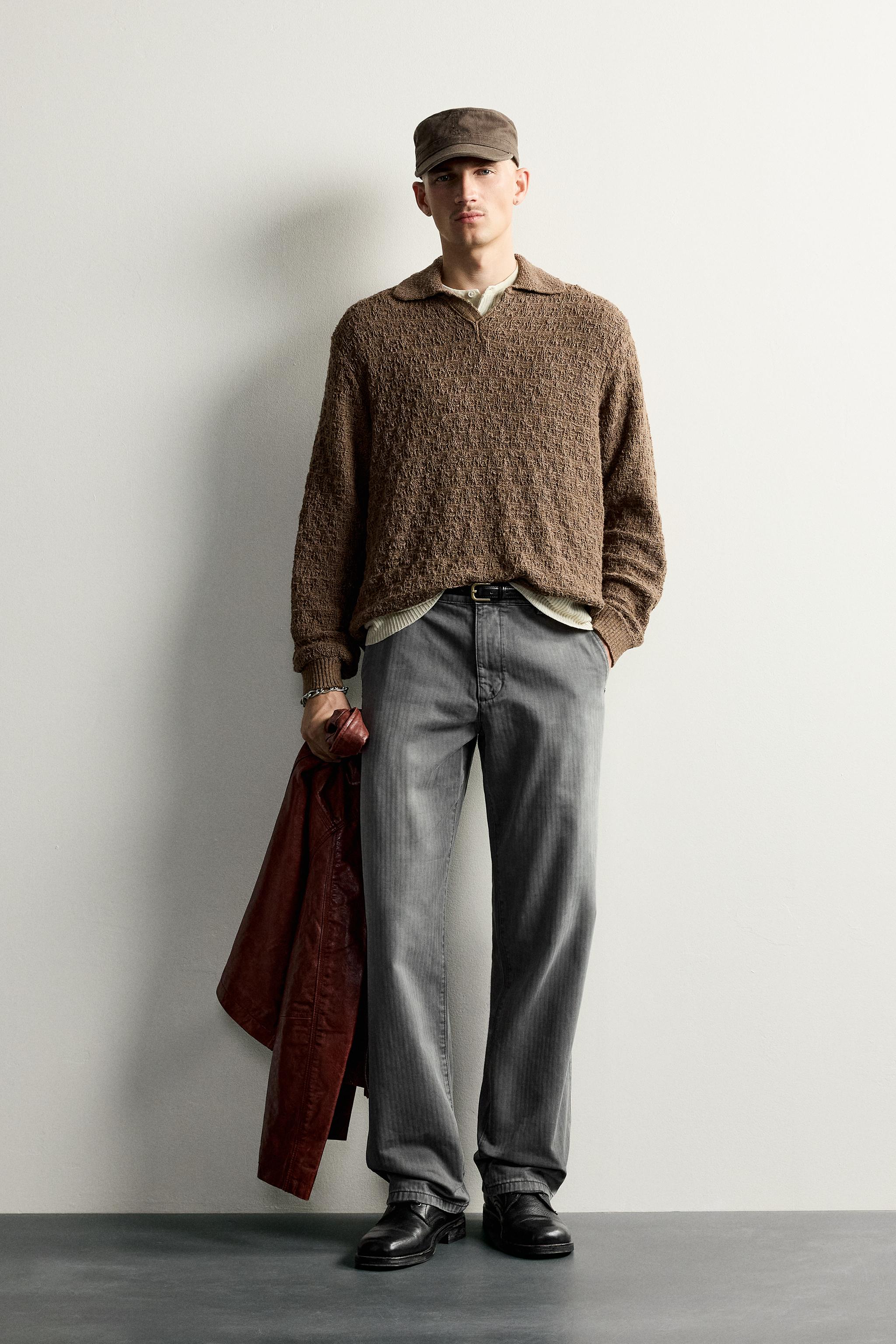 Zara DOKULU YAPILI TRİKO POLO T-SHIRT