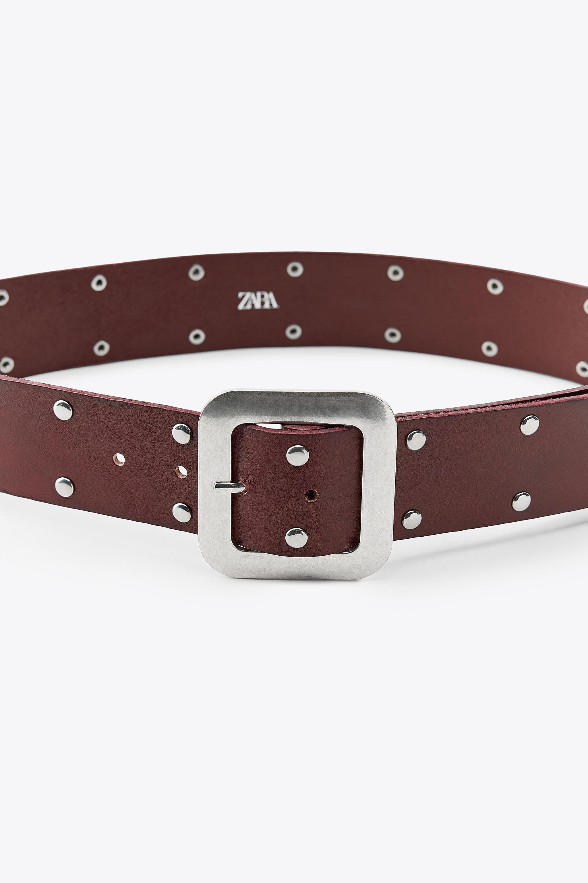 スタッズ付きレザーベルト - レッド | ZARA Japan / 日本