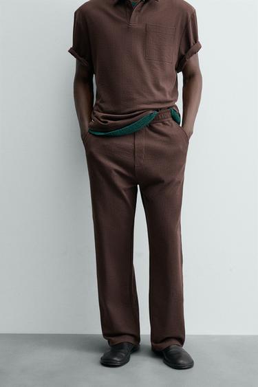 PANTALÓN ESTRUCTURA RAYAS - Granate de Zara