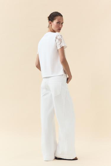T-SHIRT BRODERIES AVANT - Blanc de Zara - Image 4