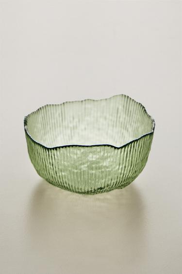 Zara GLASS BOWL WITH RAISED DESIGN - Green