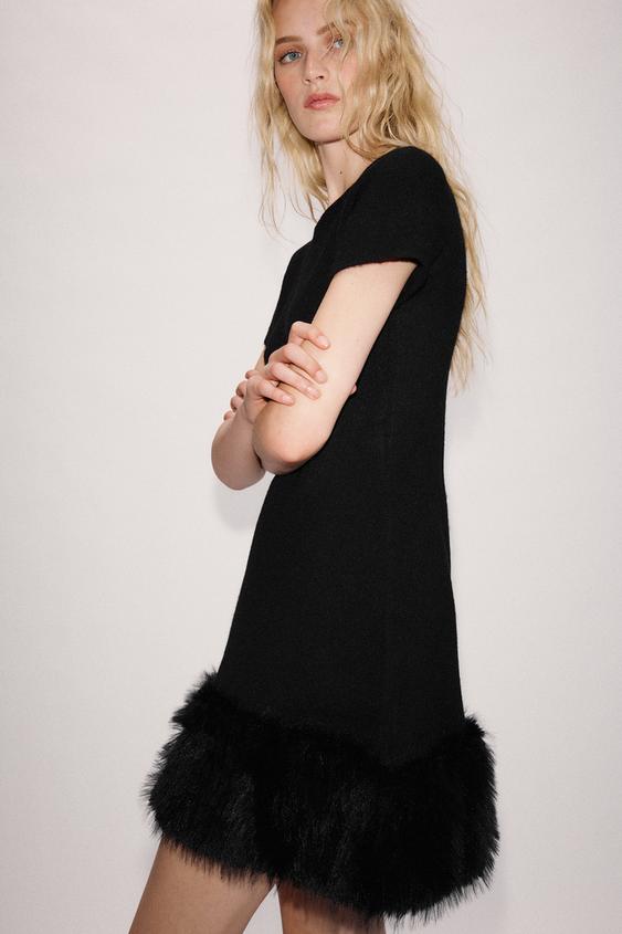 black feather dress zara FAUX FUR KNIT - simple bridal gown Sangeti Boot - Vince Size:2X-18/20