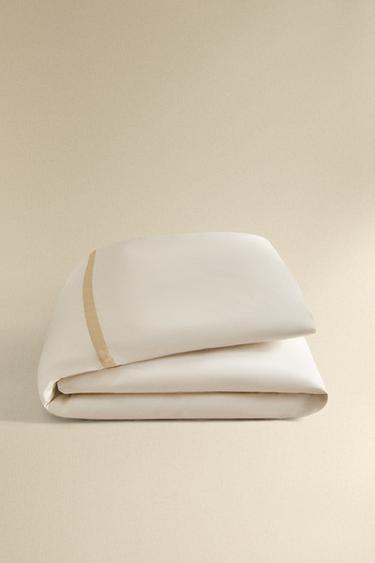 SATEEN DUVET COVER WITH BORDER (300 THREAD COUNT) - Cava by Zara - Image 4
