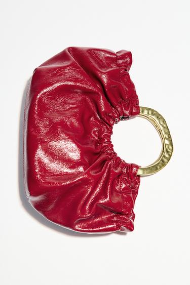 حقيبة توت باج يدوية مزمومة - أحمر الخاص بـ Zara