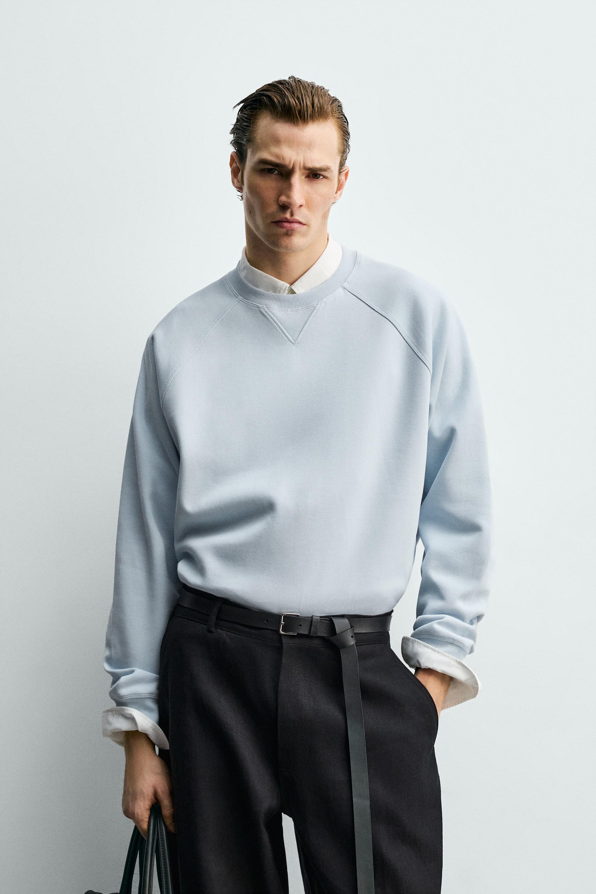 WASHED PIQUÉ TEXTURED SWEATSHIRT