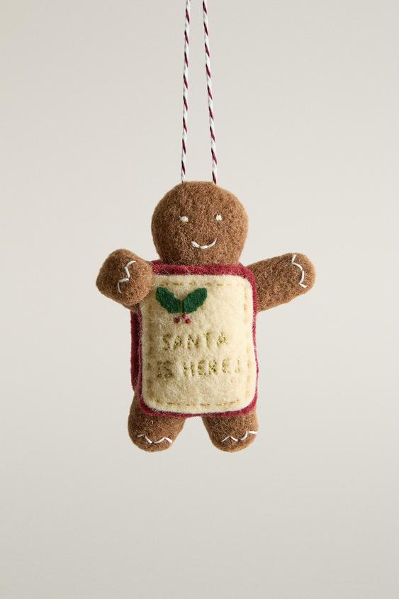 Zara FELT GINGERBREAD MAN CHRISTMAS TREE ORNAMENT - Brown - Image 0