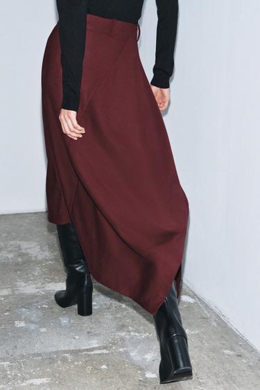 JUPE ASYMÉTRIQUE ZW COLLECTION - Bordeaux de Zara - Image 2