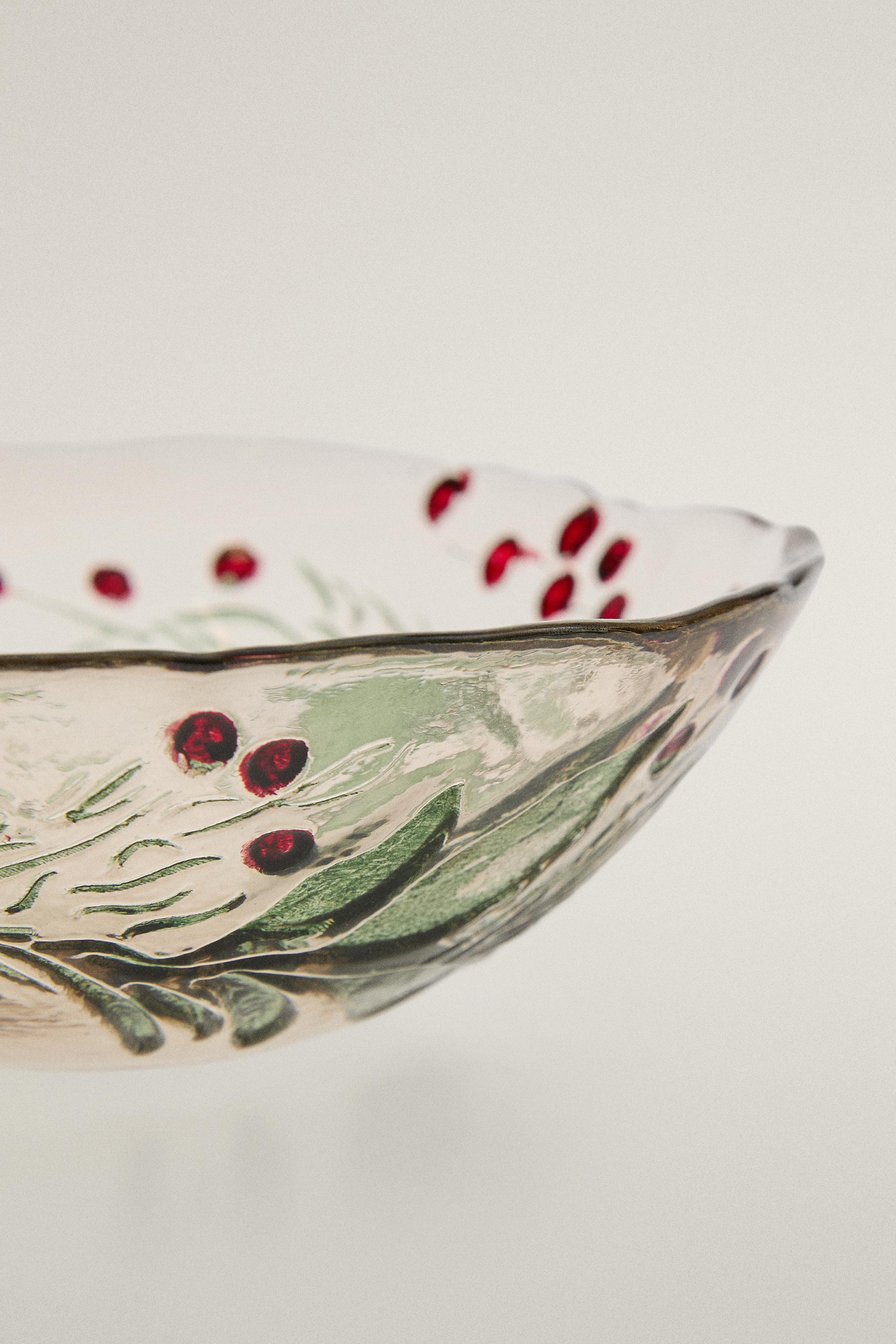 CHRISTMAS GARLAND GLASS BOWL