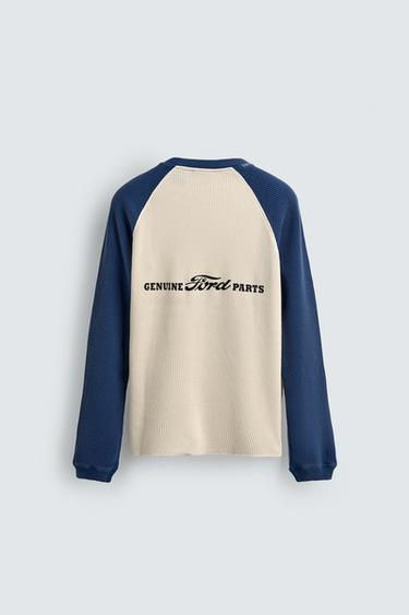 T-SHIRT COULEUR BLOCK WAFFLE FORD © - Bleu / Blanc de Zara - Image 7