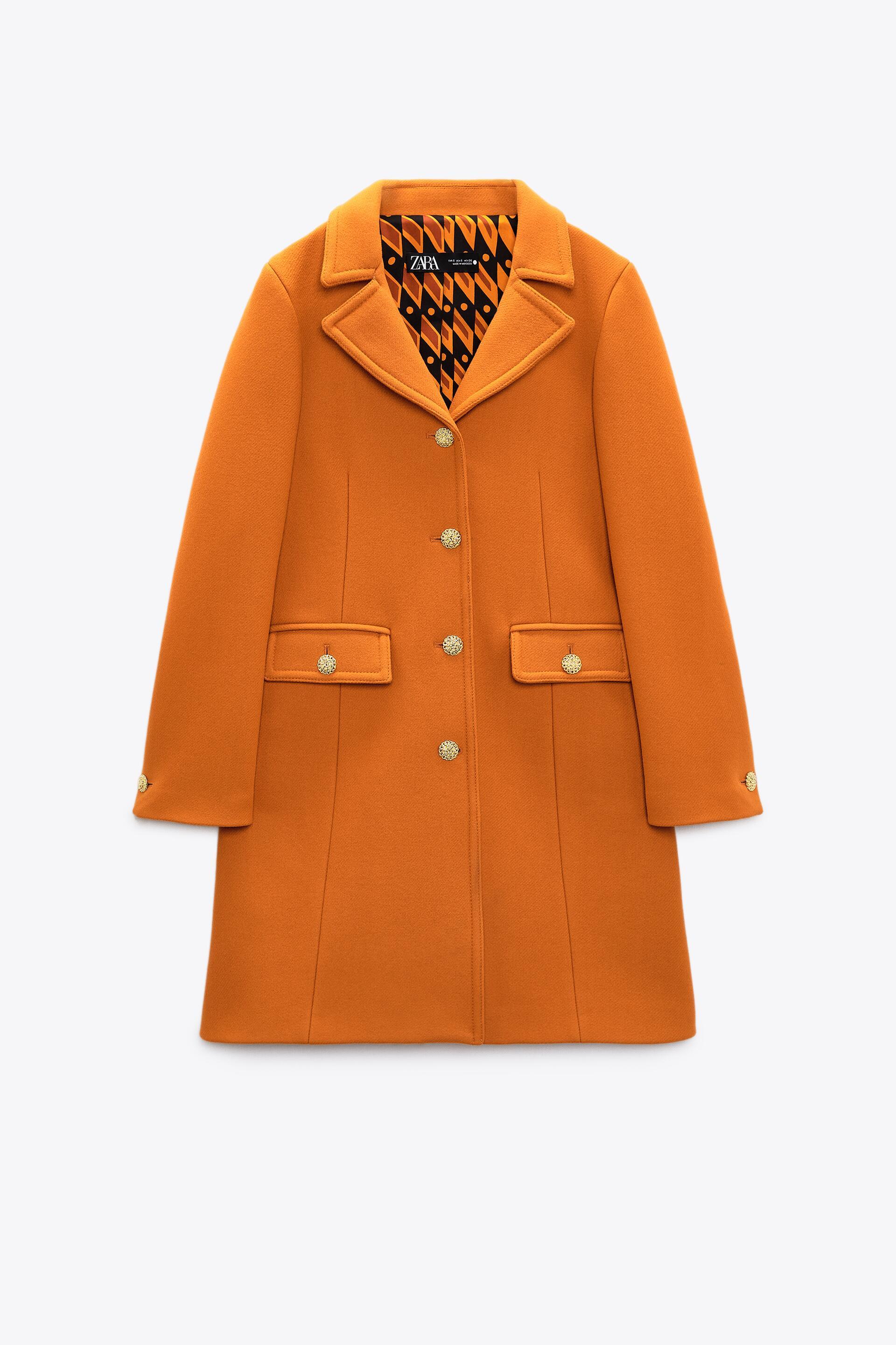 Burnt orange coat zara on sale