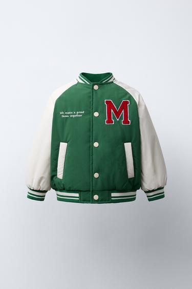 BOMBERJACKE VARSITY MIT STICKEREI - Grün von Zara