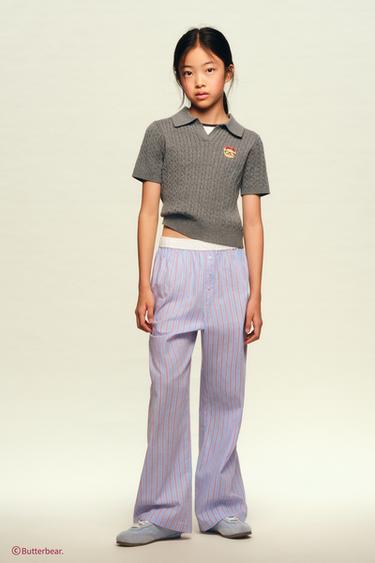 ケーブルニットポロシャツ BUTTERBEAR ©グレーZaraのケーブルニットポロシャツ BUTTERBEAR © - グレー 