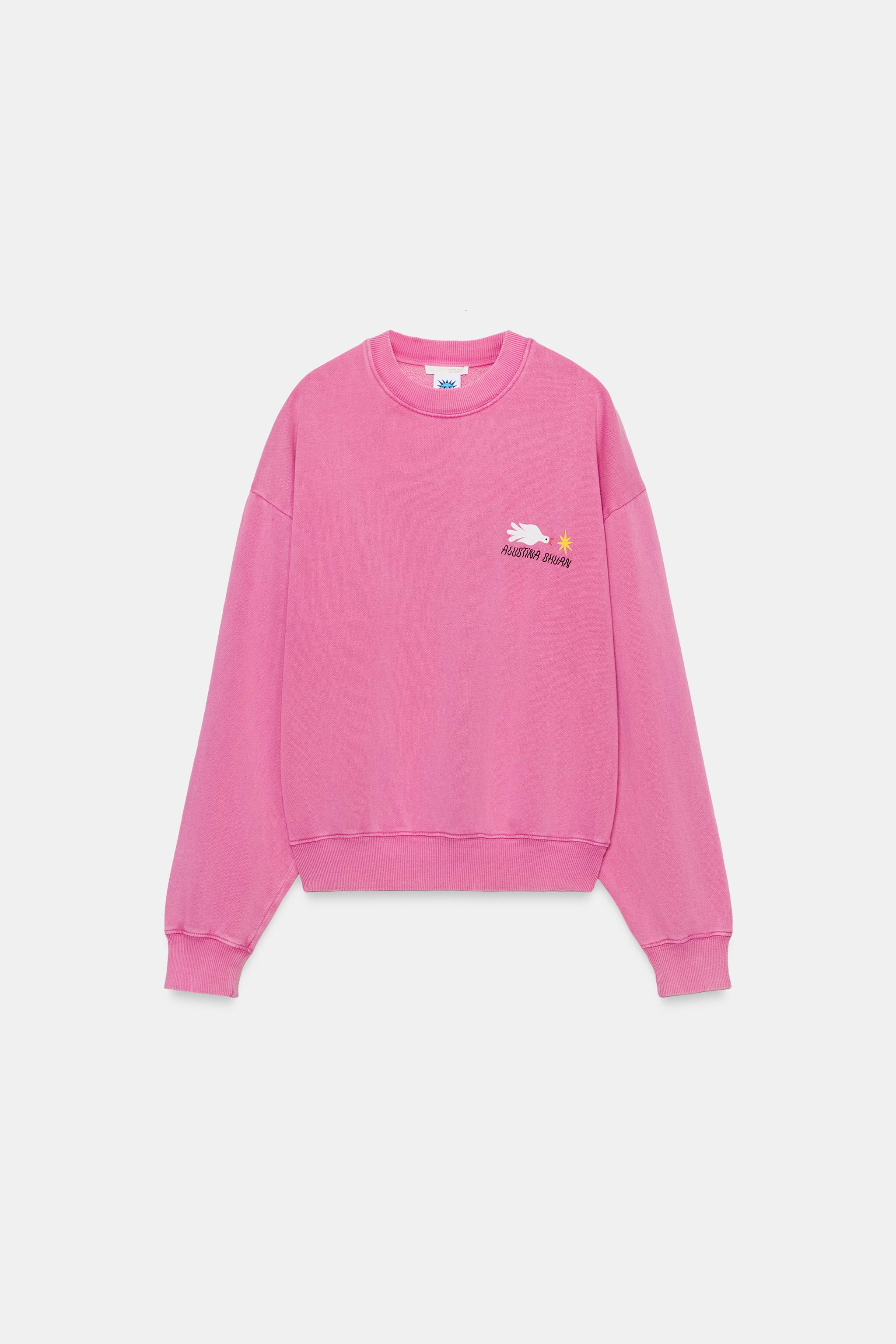 AGUSTINA SHUAN PRINT WASHED EFFECT SWEATSHIRT - Pink | ZARA United
