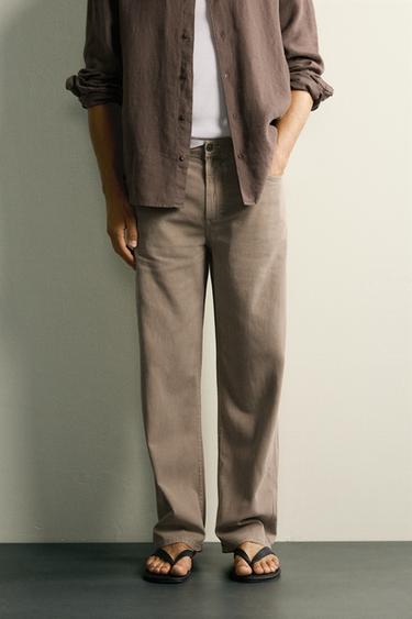 STRAIGHT-LEG JEANS - Light brown by Zara