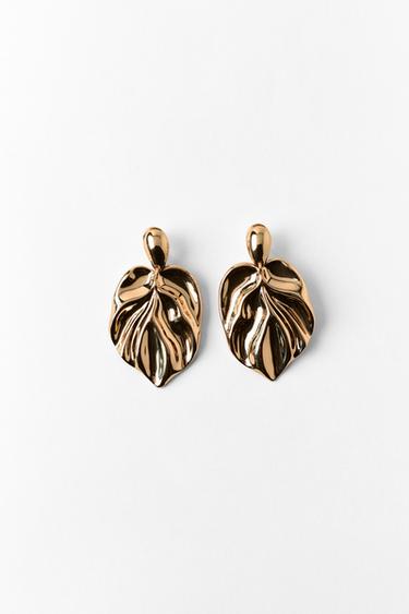 MAXI PENDIENTES METÁLICOS HOJA - Dorado de Zara