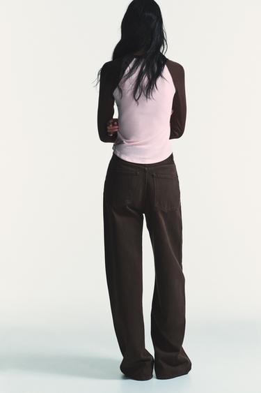 JEAN TRF EXTRA WIDE LEG TAILLE HAUTE - Marron de Zara - Image 5