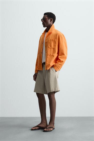 SURCHEMISE LIN - COTON - Orange de Zara - Image 3