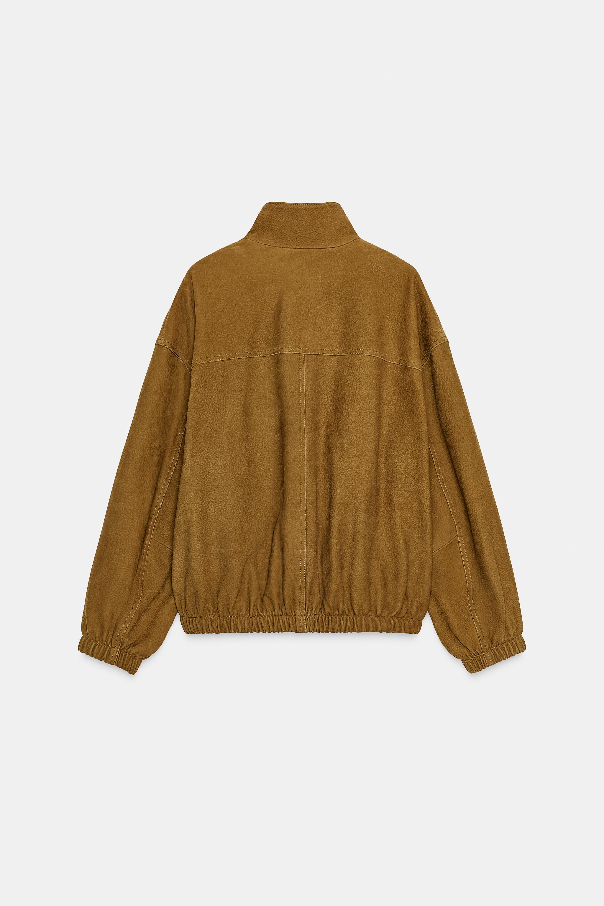 LEATHER BOMBER JACKET ZW COLLECTION LIMITED EDITION - Khaki LEATHER BOMBER JACKET ZW COLLECTION LIMITED EDITION - Khaki