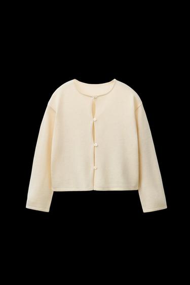 CHAQUETA PUNTO FLUIDA CON SEDA - Vainilla de Zara - Imagen 0