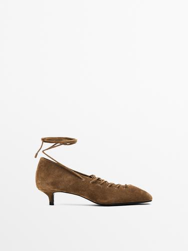 Zapato tacón acordonado - Tostado de Zara - Imagen 0