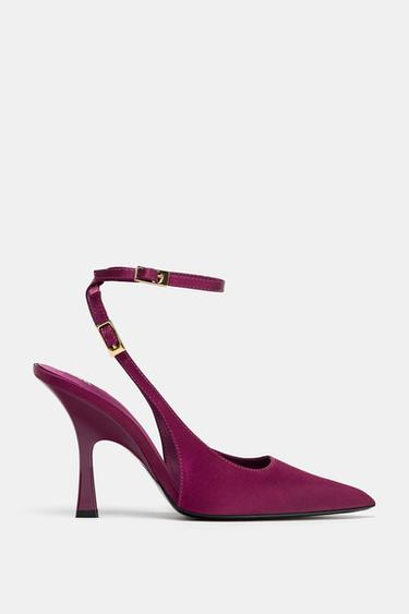 SATIN-EFFECT SLINGBACK SHOES - Pink by Zara