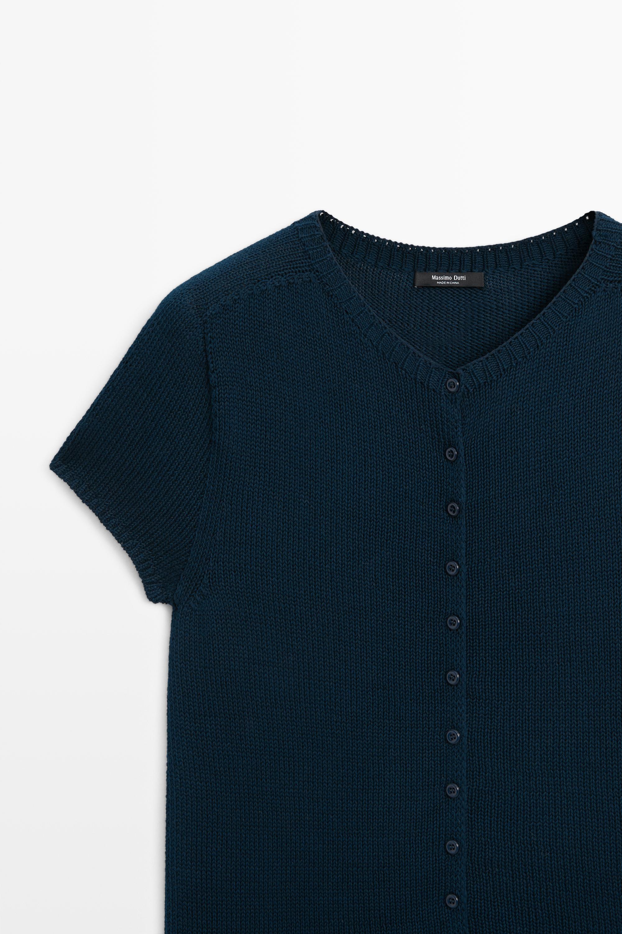 Cotton silk blend knit cardigan