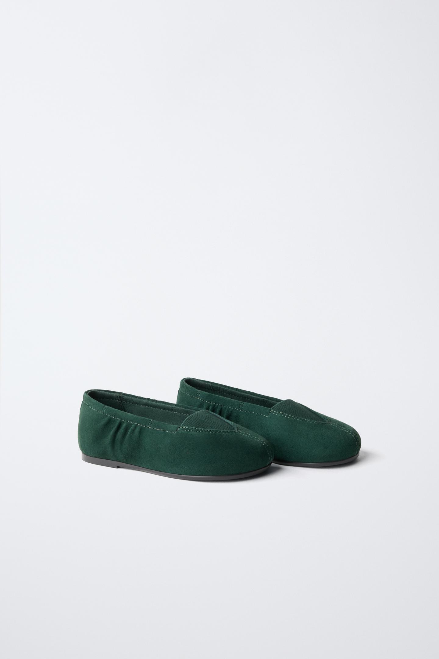 Детские балетки Zara Fruit OF the Loom™ Leather Ballet Flats, цвет: Зелёный — фото 2