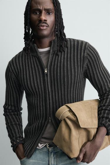 TEXTURED RIBBED JACKET - Black by Zara - Image 4