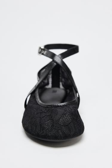 BALLERINES DENTELLE DOUBLE BRIDE - Noir de Zara - Image 3