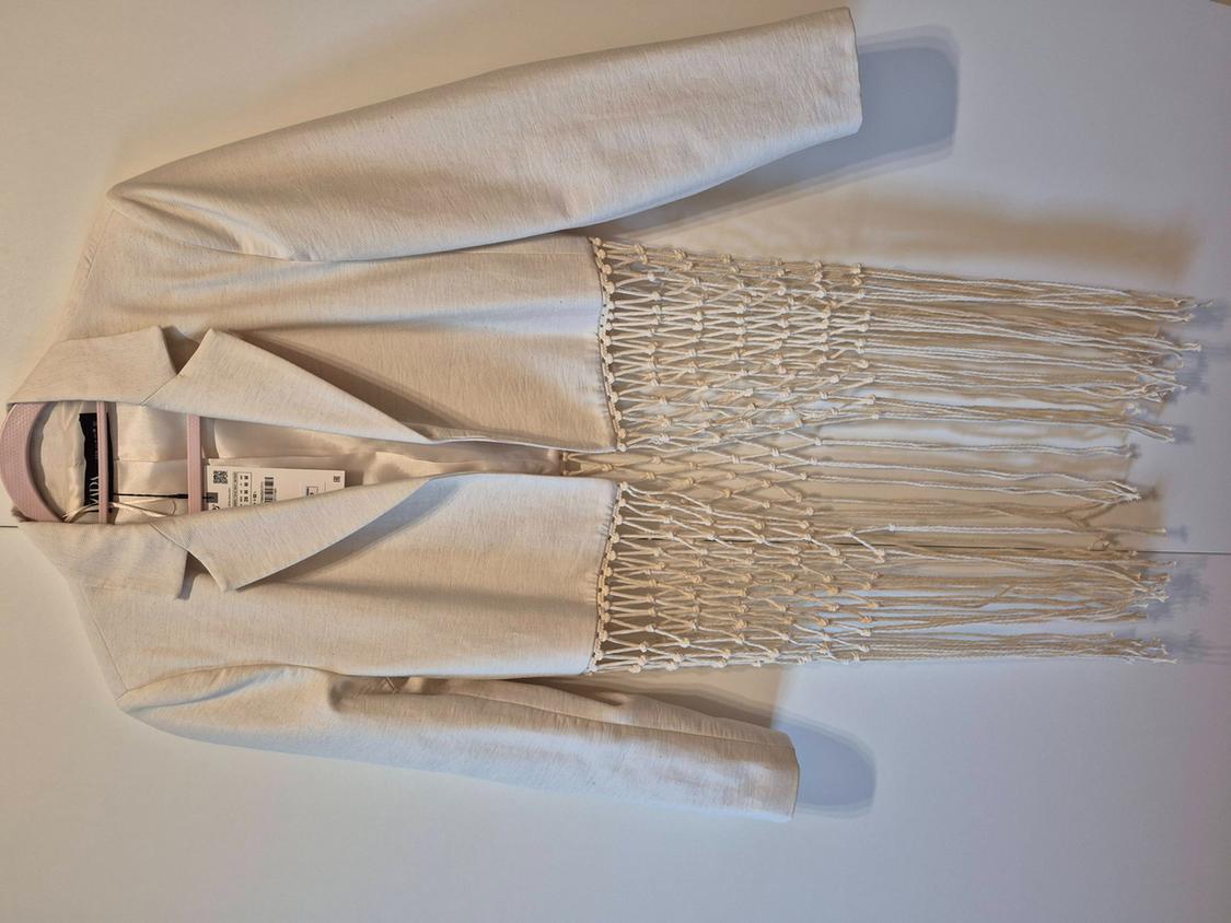 MACRAMÉ CROPPED BLAZER WITH FRINGING - Image 2