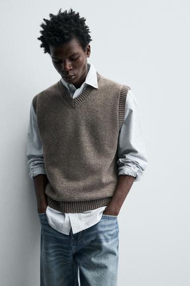 GILET EN MAILLE LAINE - brun de Zara - Image 5
