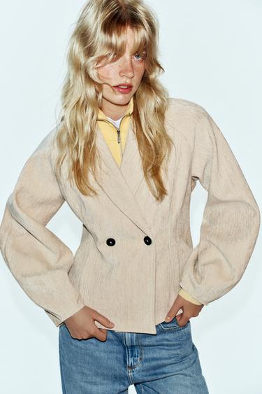 FITTED DOUBLE-BREASTED JACKET — Oyster-white 1