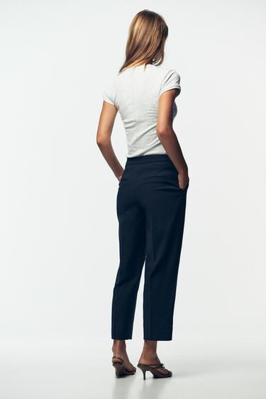 TROUSERS WITH VENT ON THE HEM - Dark navy by Zara - Image 4
