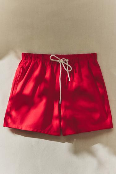 RED BEACH SWIMMING TRUNKS - Red by Zara
