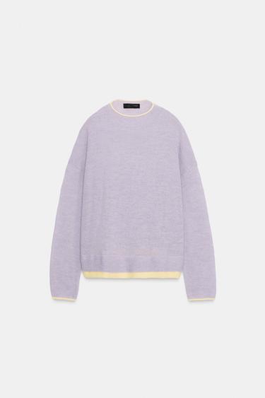 PULL EN MAILLE FINITIONS CONTRASTÉES - Lilas de Zara - Image 3