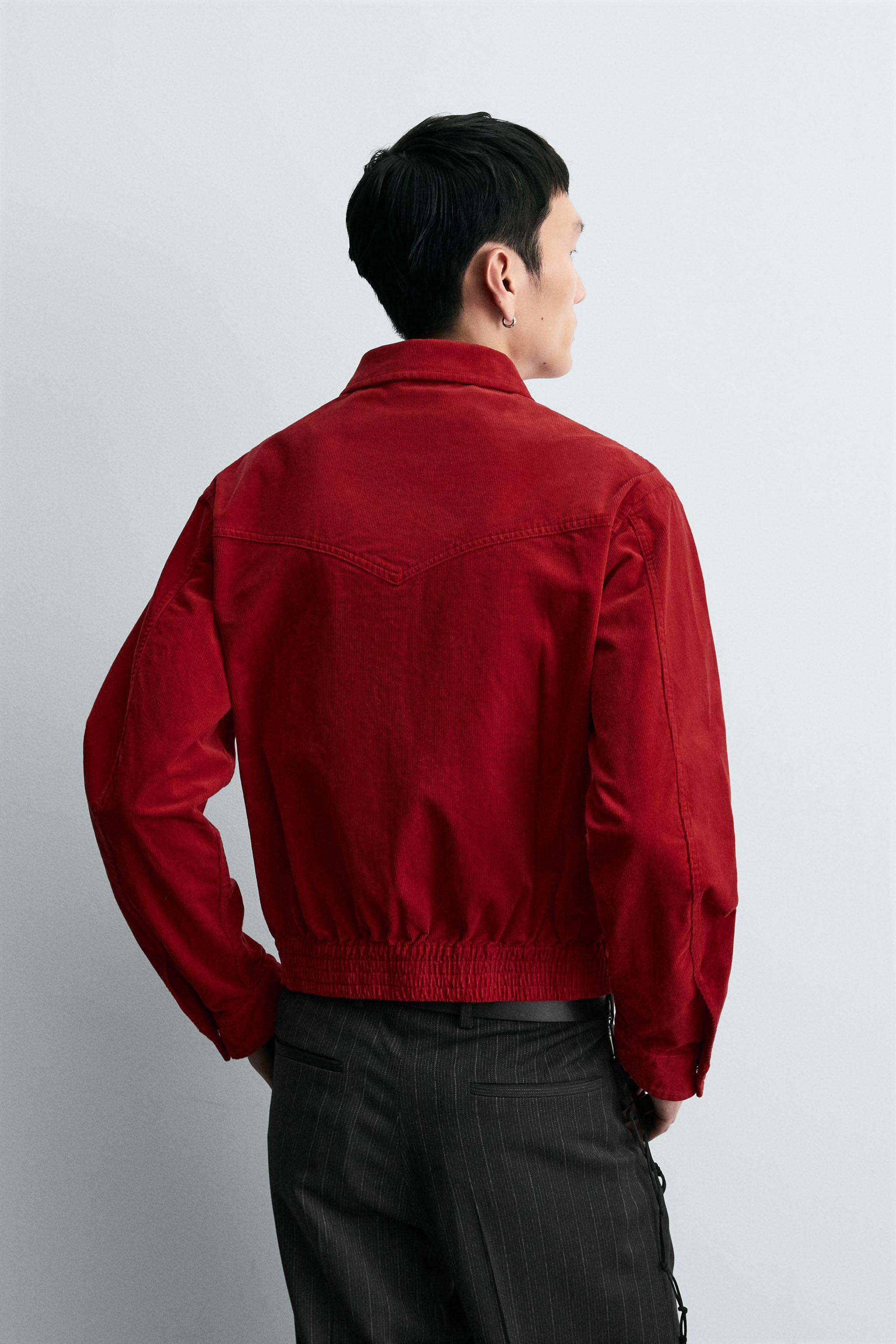ボクシーフィット コーデュロイ シャツジャケット - レッド