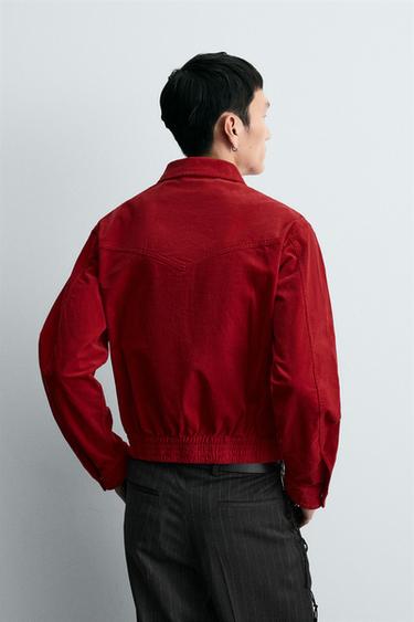 BOXY FIT CORDUROY OVERSHIRT - Red by Zara - Image 2