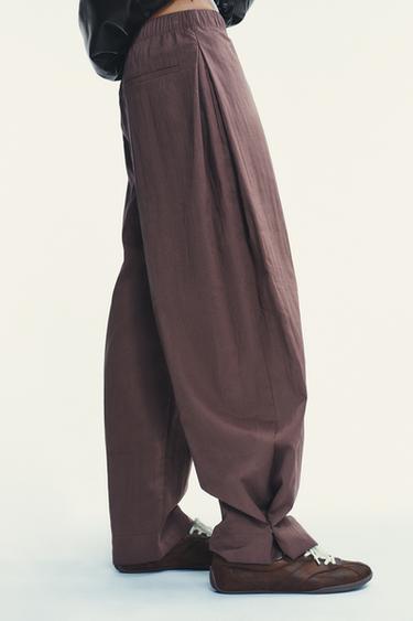 PANTALON NYLON BOUTON BAS - Rose foncé de Zara - Image 3